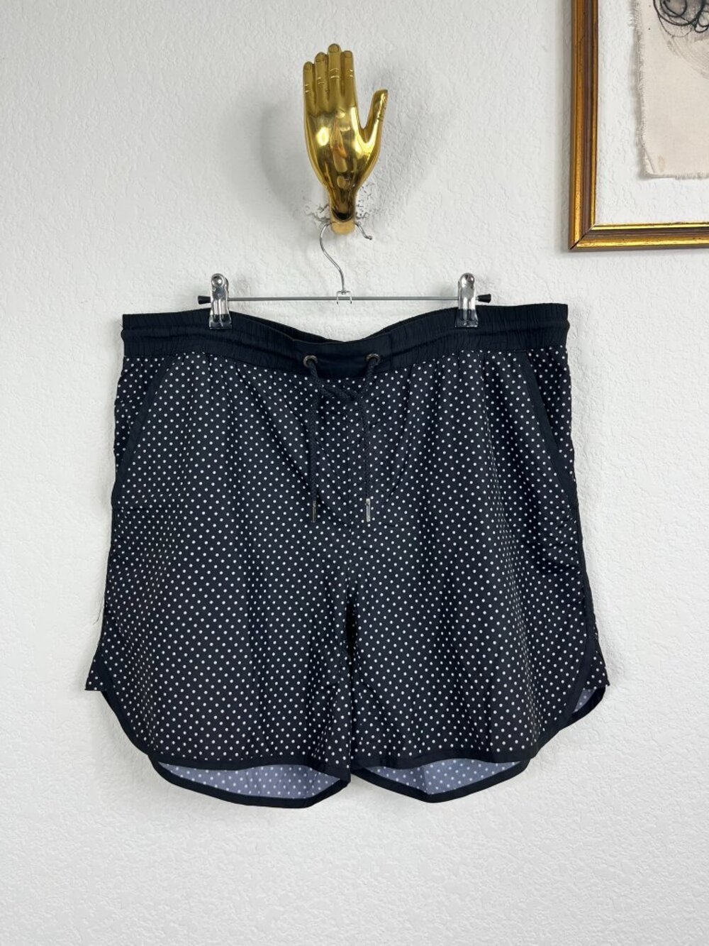 The Upside Polka Dot Swim Trunks Flat Front Running Shorts